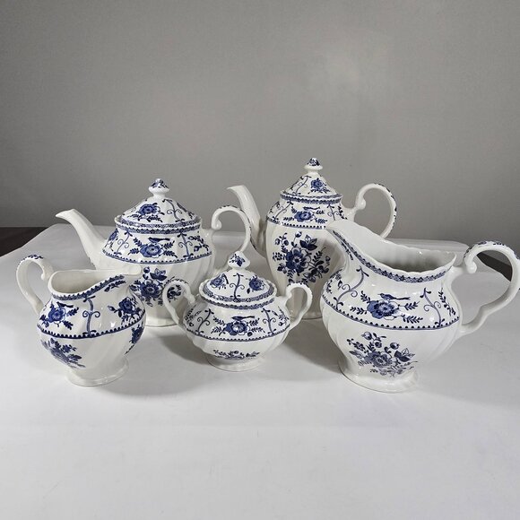 Johnson Brothers Other - Johnson Bros Indie Blue Tea Coffee Pot Creamer Sugar Pitcher Porcelain Set